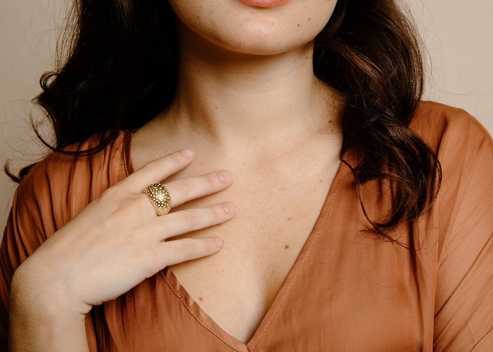 
                  
                    Gold Meteorite Ring
                  
                